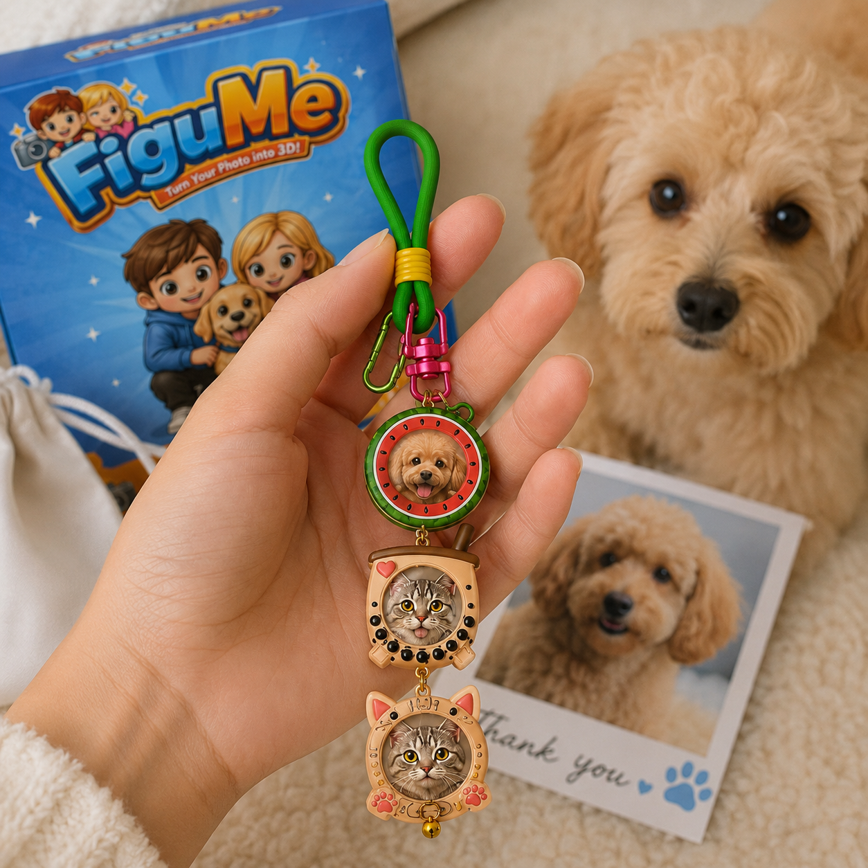Fruit Pet Stackies™ Custom 3D Pet Charms – Apple, Strawberry & Fruit-Inspired Dog & Cat Keychain Gift