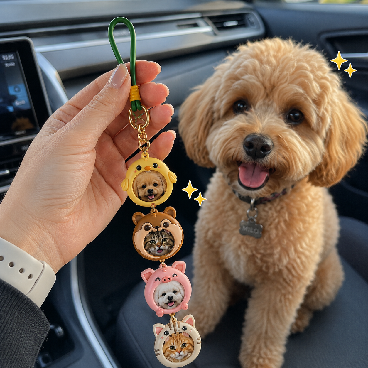 Animal Buddy Pet Stackies™ Custom 3D Pet Charms – Panda, Bunny & Cute Animal-Inspired Dog & Cat Keychain Gift