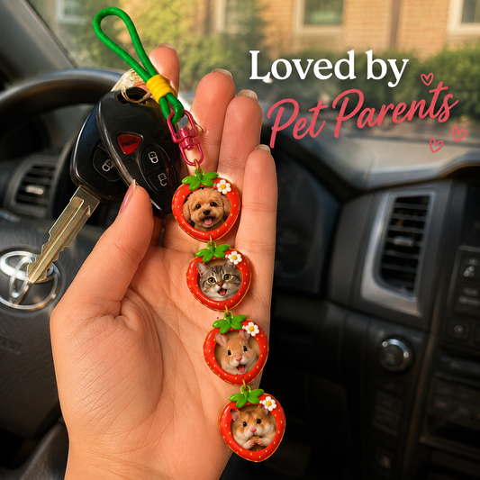 Fruit Pet Stackies™ Custom 3D Pet Charms – Apple, Strawberry & Fruit-Inspired Dog & Cat Keychain Gift