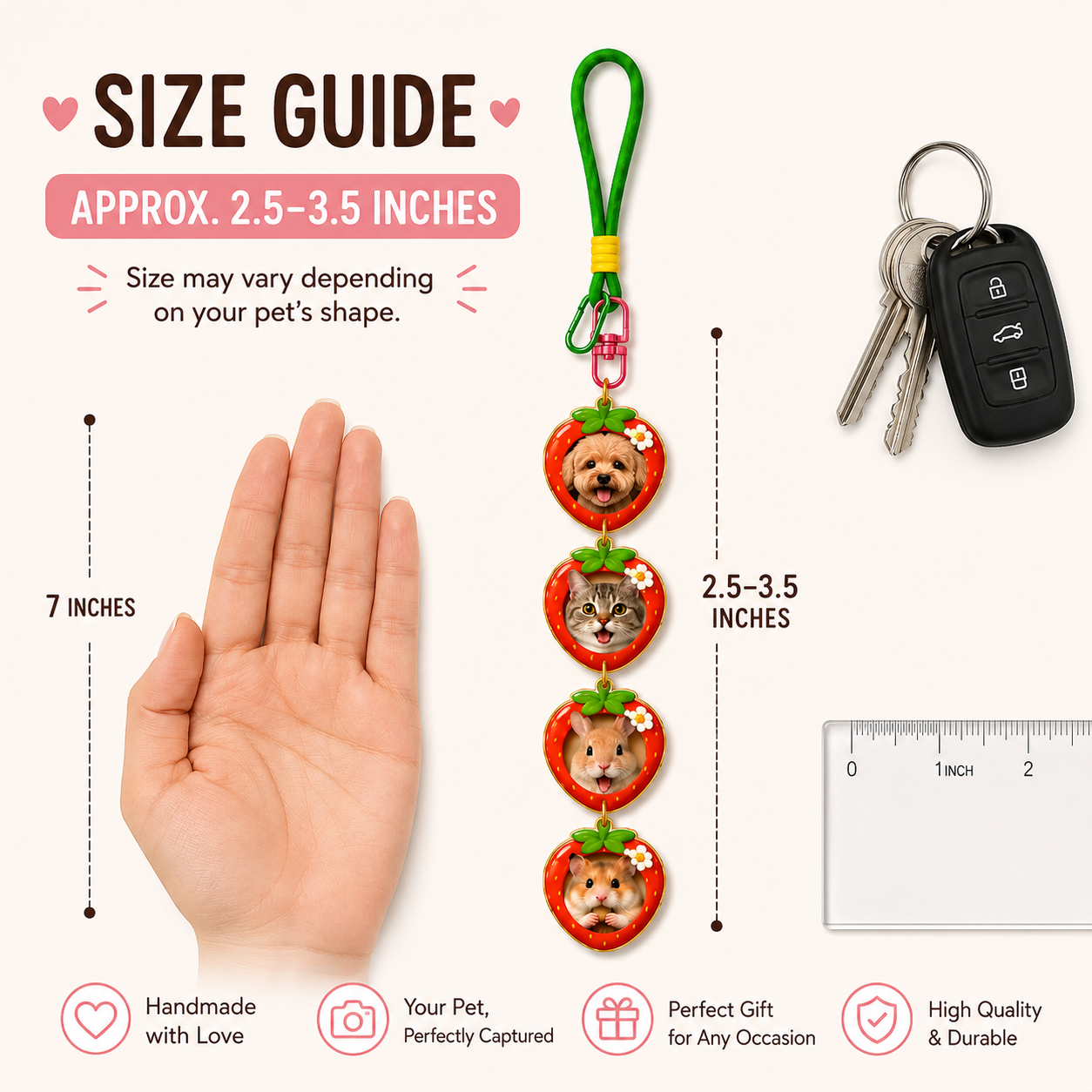 Fruit Pet Stackies™ Custom 3D Pet Charms – Apple, Strawberry & Fruit-Inspired Dog & Cat Keychain Gift