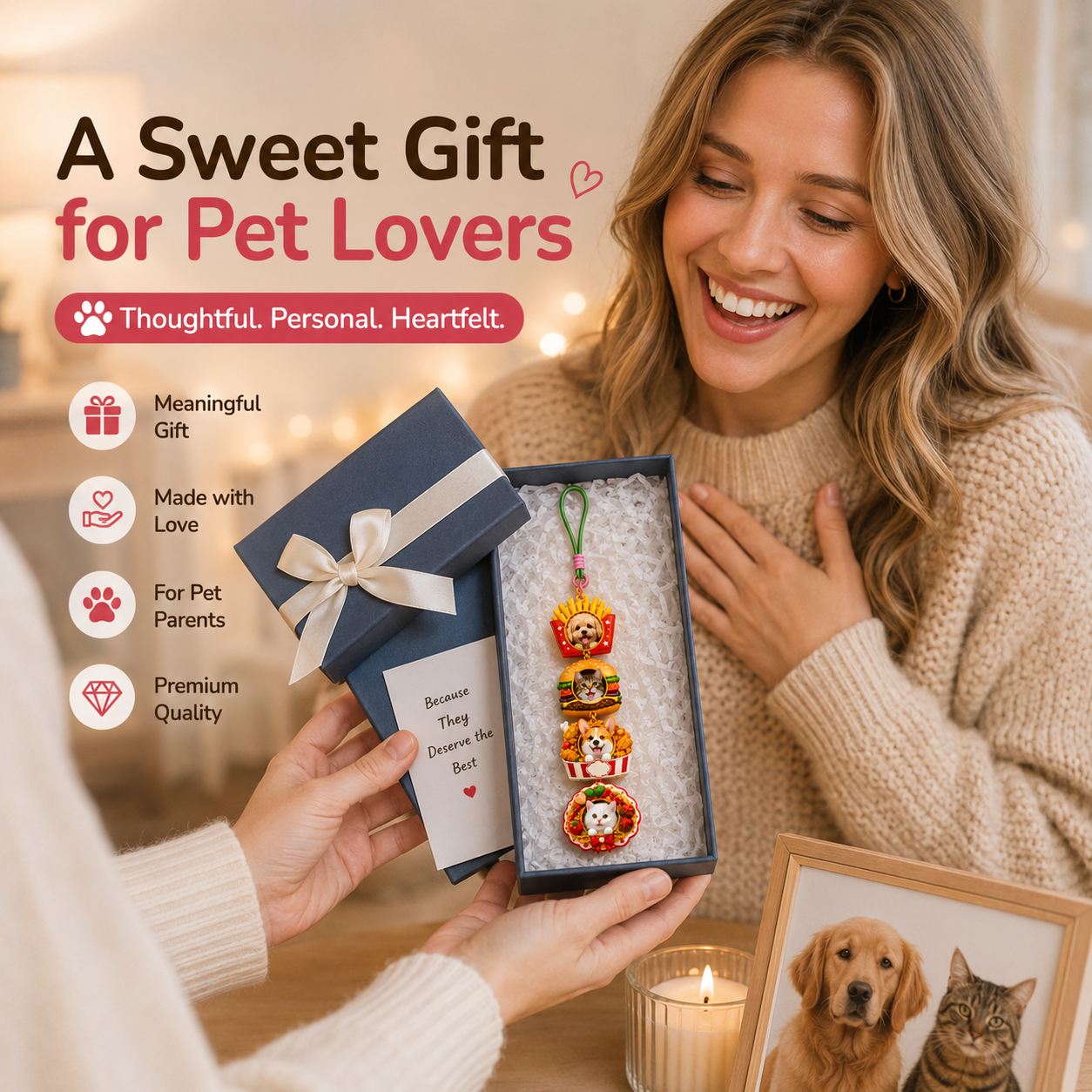 Foodie Pet Stackies™ Custom 3D Pet Charms – Burger, Fries & Fun Food-Inspired Dog & Cat Keychain Gift