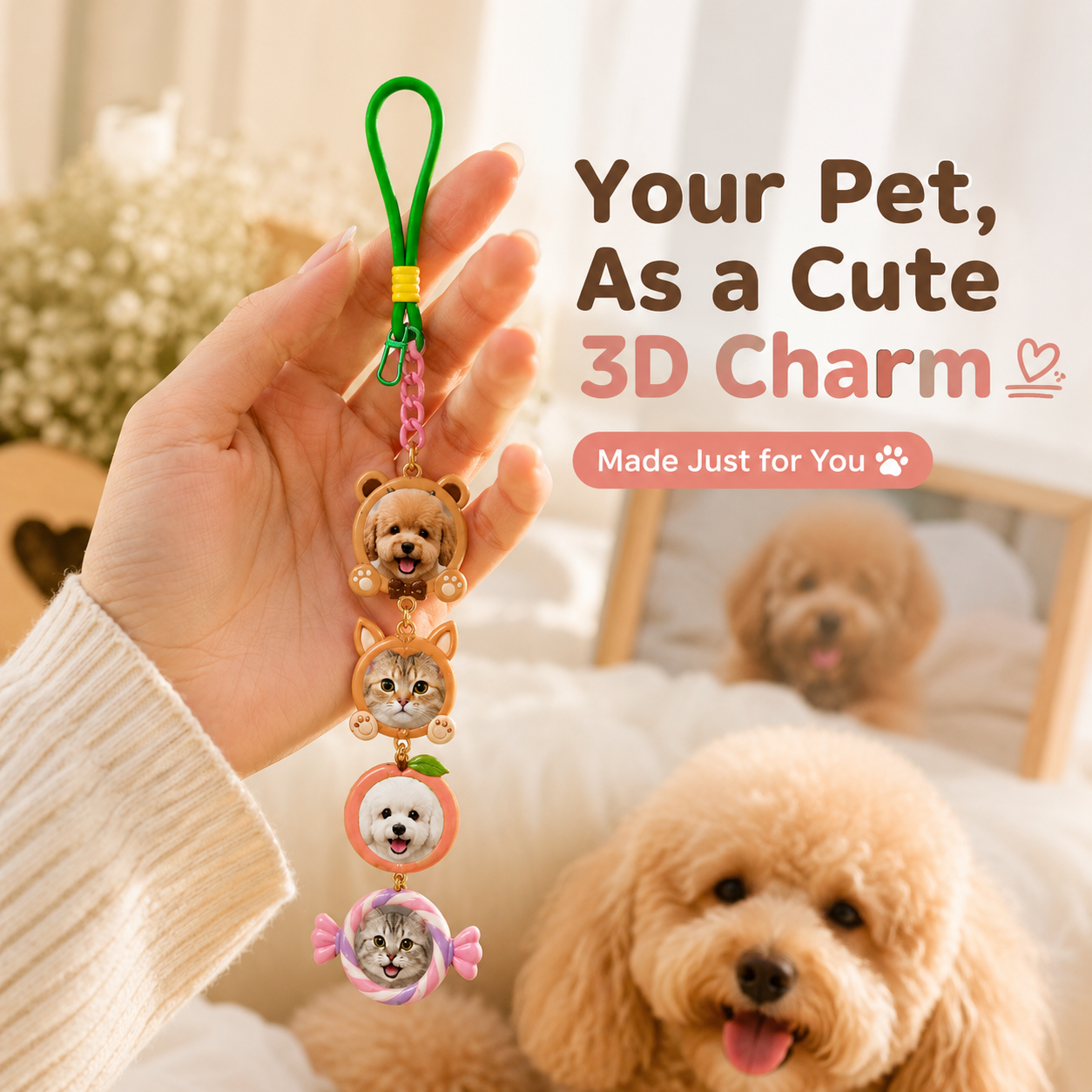 Pet Stackies™ Custom 3D Pet Charms From Photo - Pet Keychain From Photo – Personalized Dog & Cat Charm Gift (Copy)