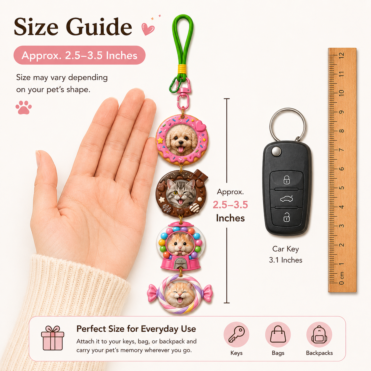 Sweet Treat Pet Stackies™ Custom 3D Pet Charms – Candy, Cake & Dessert-Inspired Dog & Cat Keychain Gift