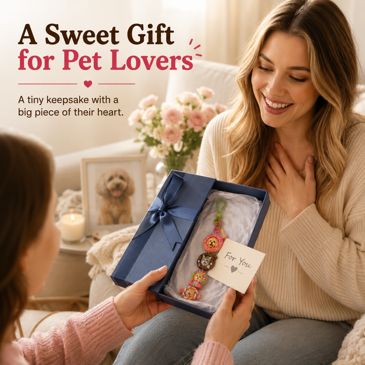 Sweet Treat Pet Stackies™ Custom 3D Pet Charms – Candy, Cake & Dessert-Inspired Dog & Cat Keychain Gift