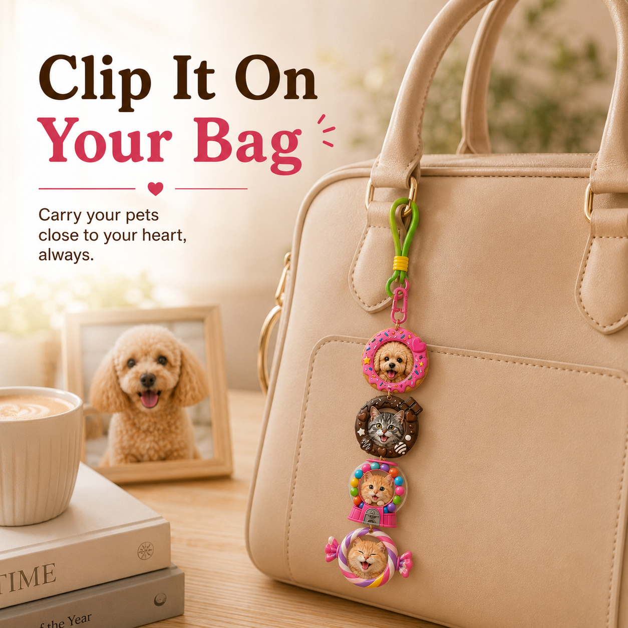 Sweet Treat Pet Stackies™ Custom 3D Pet Charms – Candy, Cake & Dessert-Inspired Dog & Cat Keychain Gift
